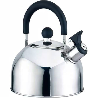 Tetera de acero inoxidable de 2.5 cuartos con silbato y asa que se mantiene fría
