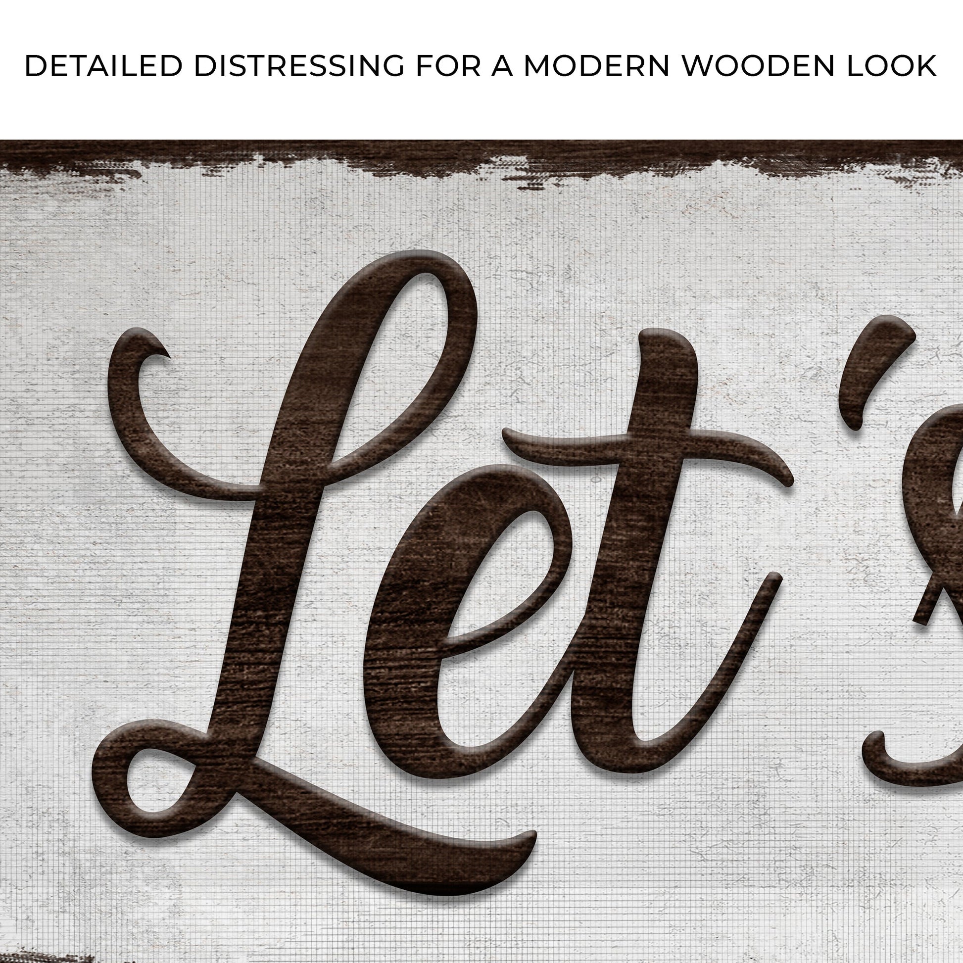 Let's Eat sign canvas by Tailored Canvases; brown cursive letters on distressed textured canvas on Tampa Home & Garden Store