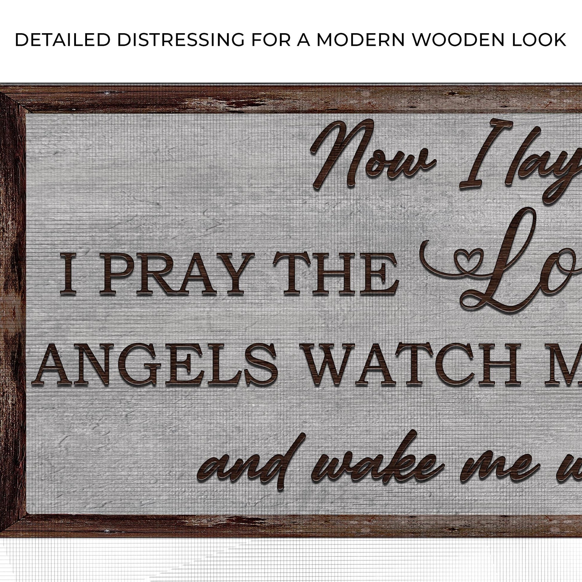 Canvas sign Now I Lay Me Down To Sleep on rustic wood frame Tailored Canvases crafting canvas on Tampa Home & Garden Store