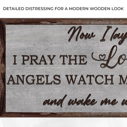 Canvas sign Now I Lay Me Down To Sleep on rustic wood frame Tailored Canvases crafting canvas on Tampa Home & Garden Store