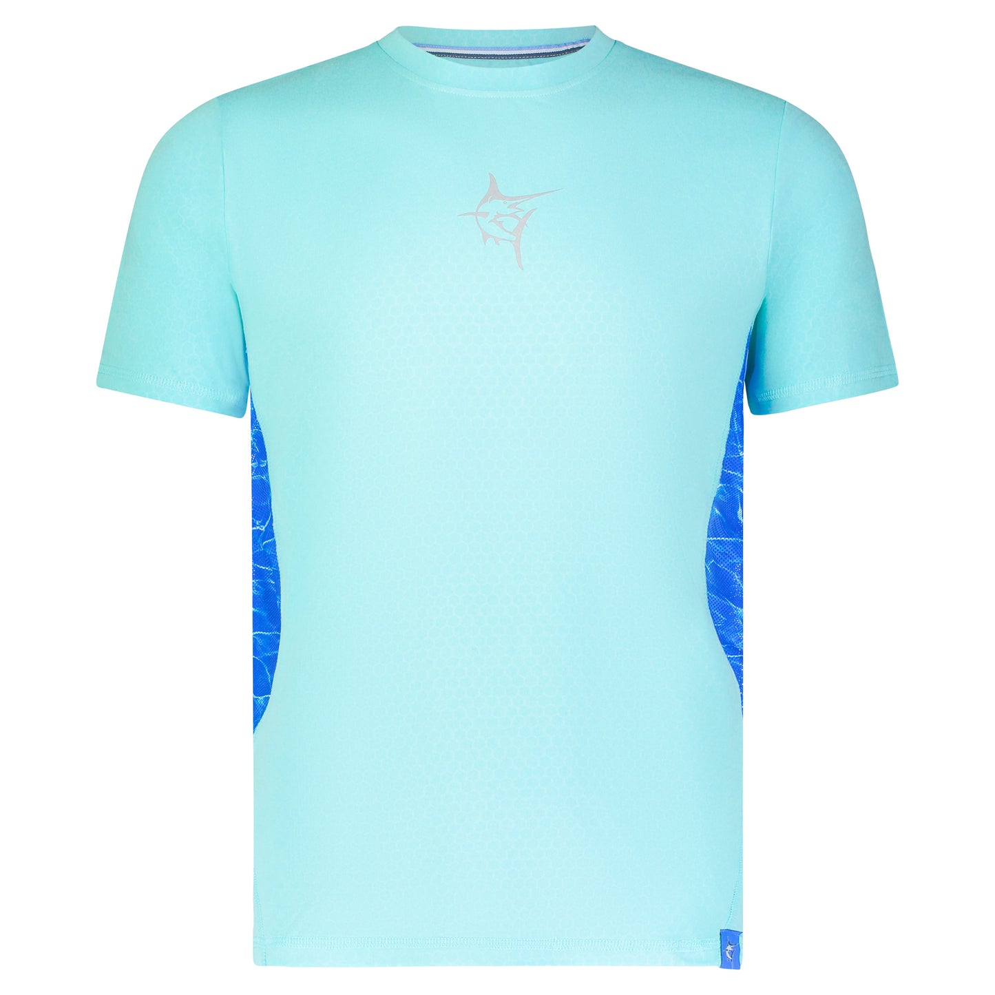 TechnoFlex SS rash guard turquoise aqua with chest logo by White Water Life on Tampa Home & Garden Store