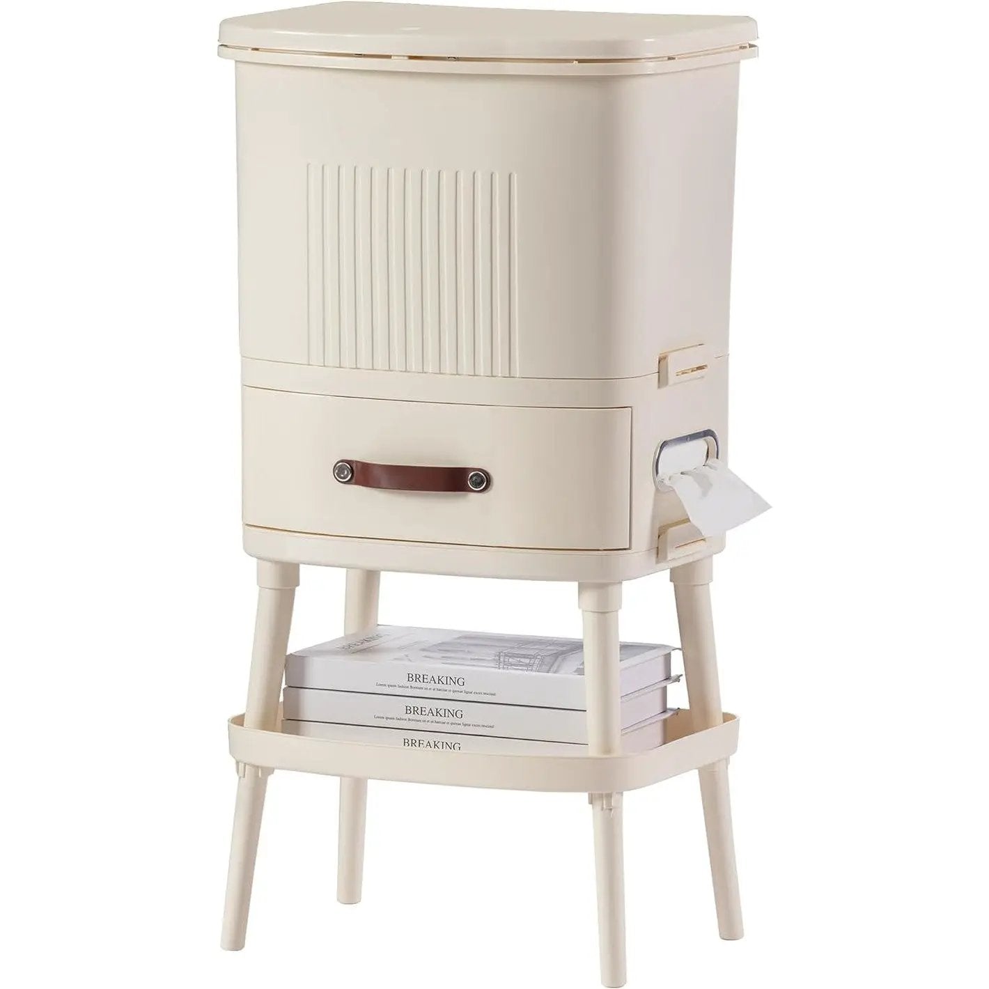 8 Gallon Elevated Trash Can with Lid and Shelf