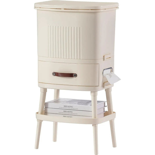 8 Gallon Elevated Trash Can with Lid and Shelf