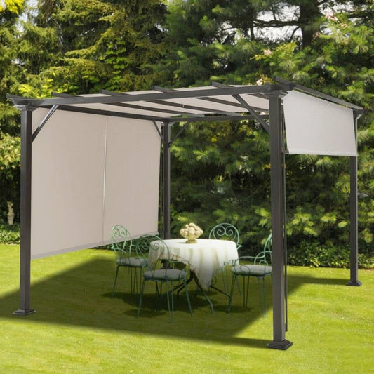 Pérgola Gazebo Moderna de 10 x 10 pies con Estructura Metálica Reforzada y Toldo Beige