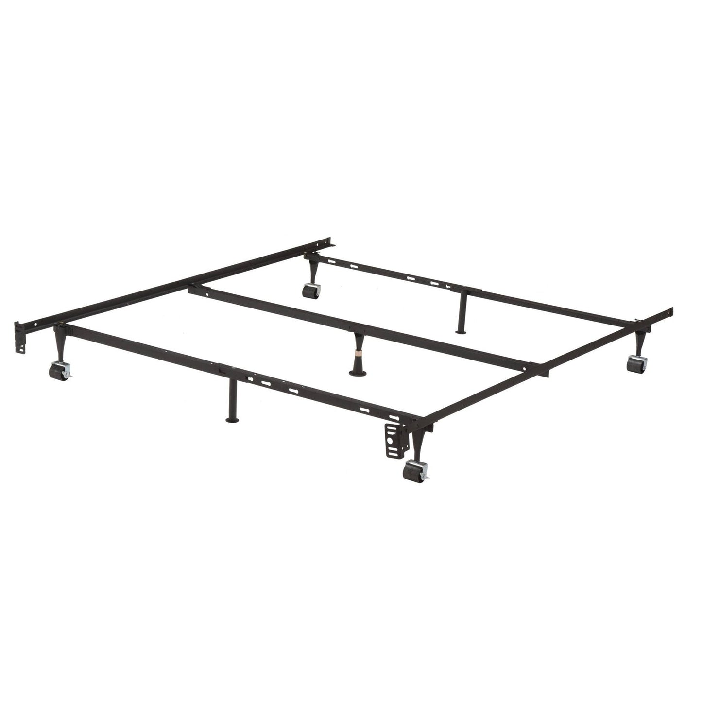 Base de cama metálica ajustable negra robusta para tamaños Twin, Full, Queen con soportes para cabecero