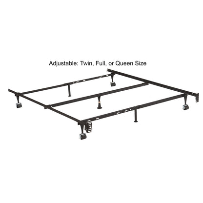Base de cama metálica ajustable negra robusta para tamaños Twin, Full, Queen con soportes para cabecero