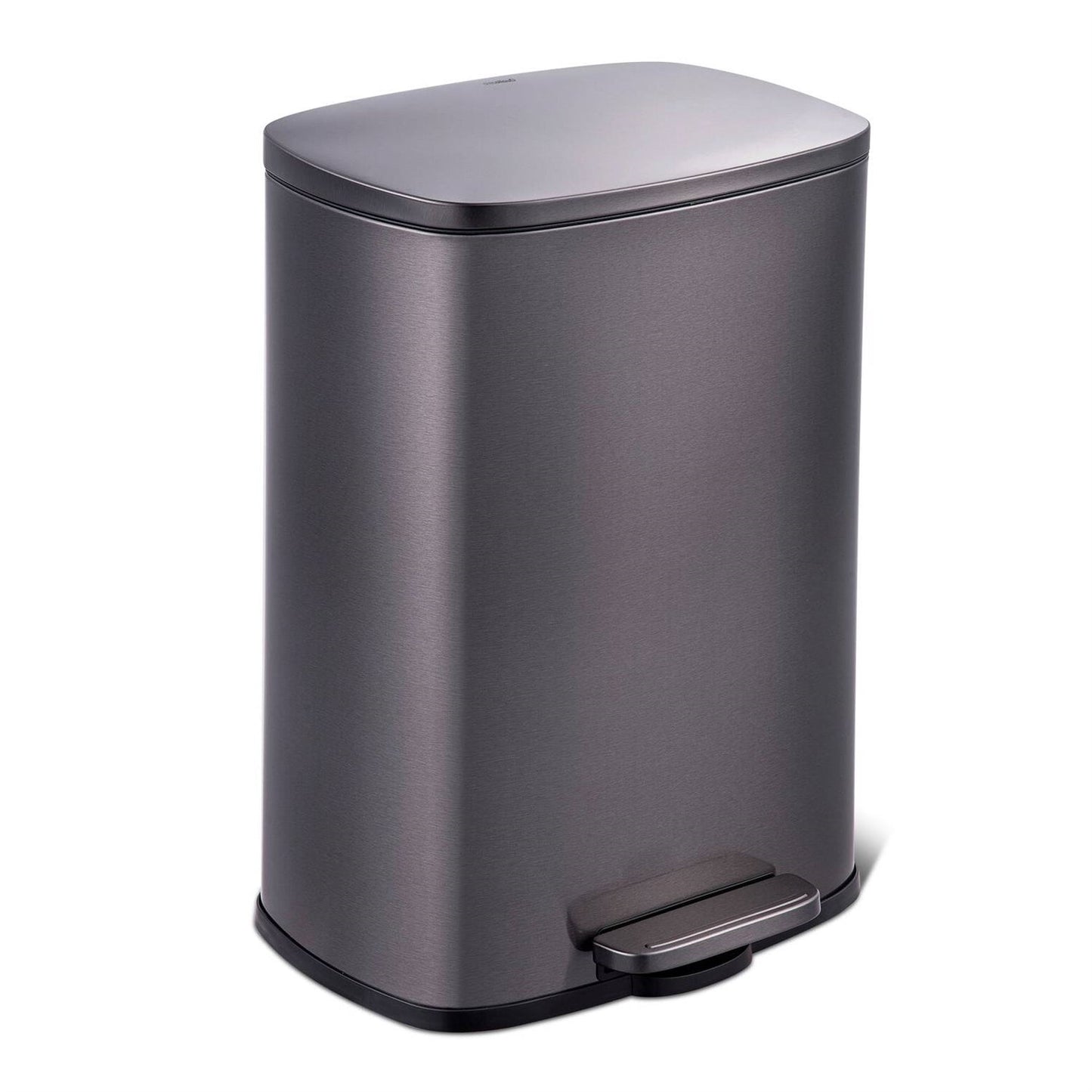 Cubo de basura de cocina de acero inoxidable negro de 13 galones con tapa de apertura a pedal