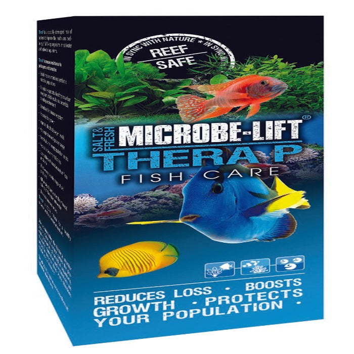 Microbe-Lift TheraP liquid & granular fish care, blue box by Rivendell Distribution on Tampa Home & Garden Store