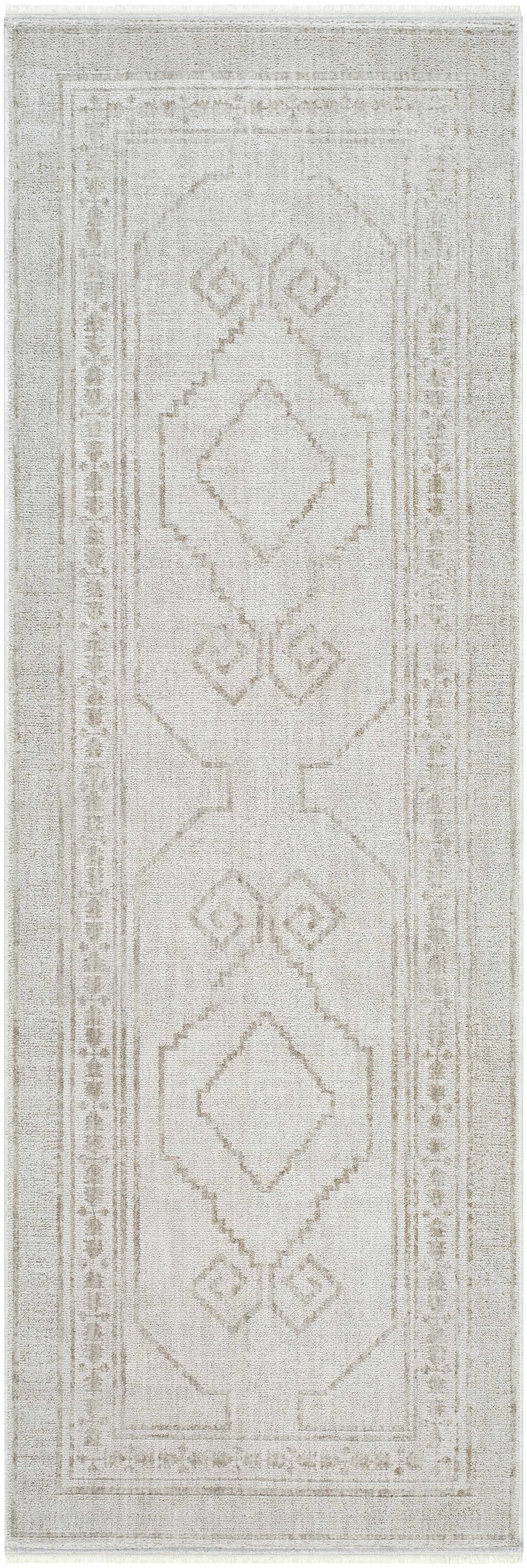 Taban Luxe Rug by Boutique Rugs in ivory beige with geometric diamond medallions on Tampa Home & Garden Store