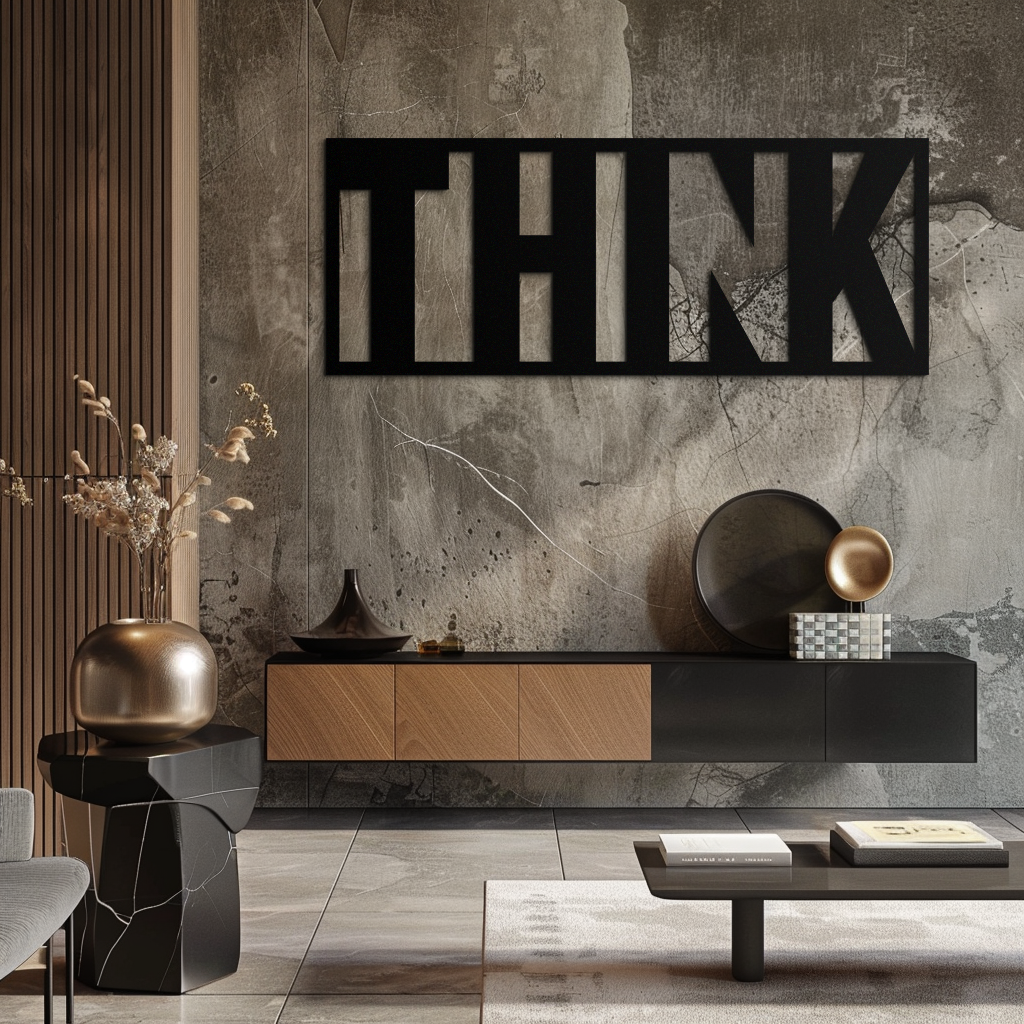 THINK" Metal Wall Art - Minimalist Inspirational Decor- KAF184 - Tampa Home & Garden Store