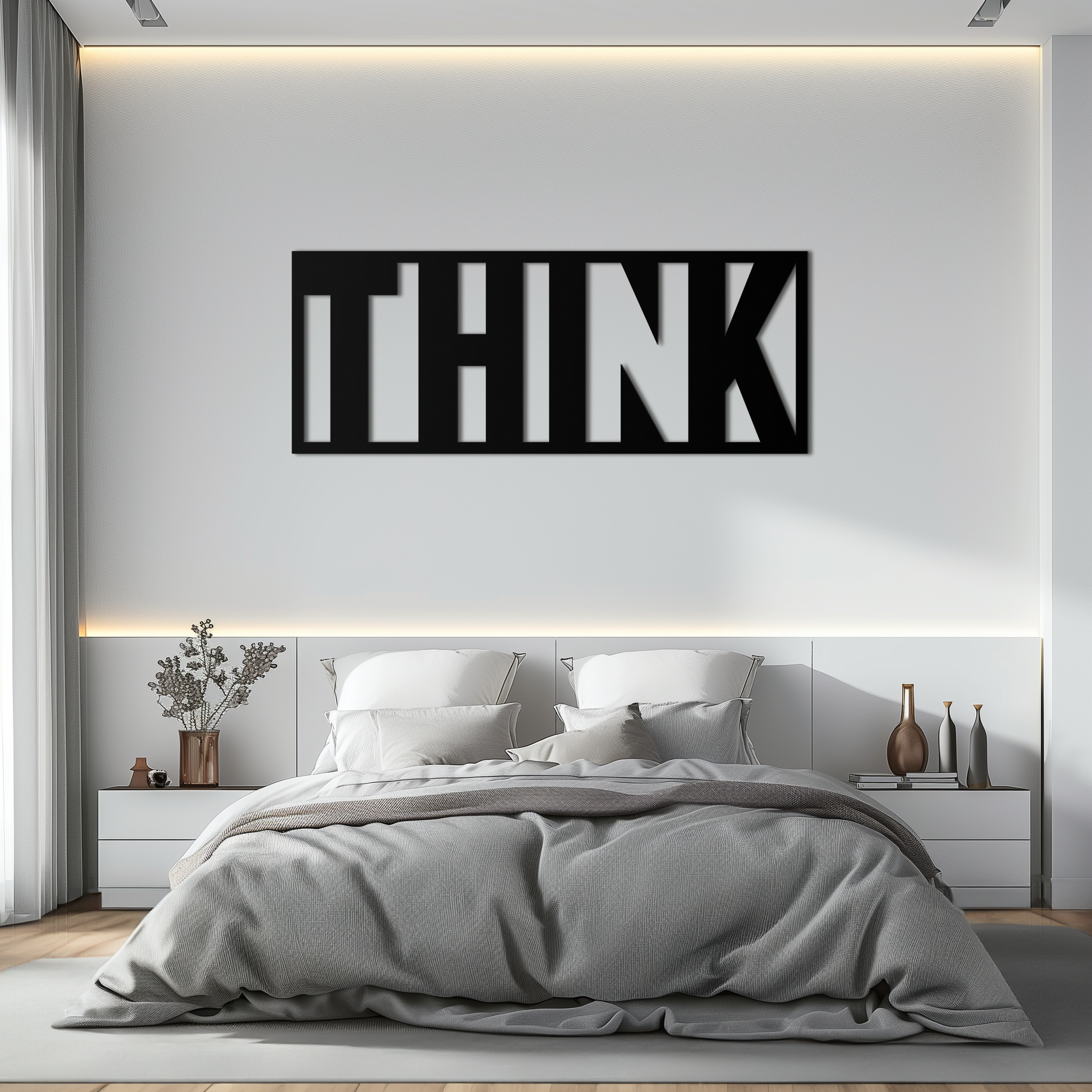THINK" Metal Wall Art - Minimalist Inspirational Decor- KAF184 - Tampa Home & Garden Store