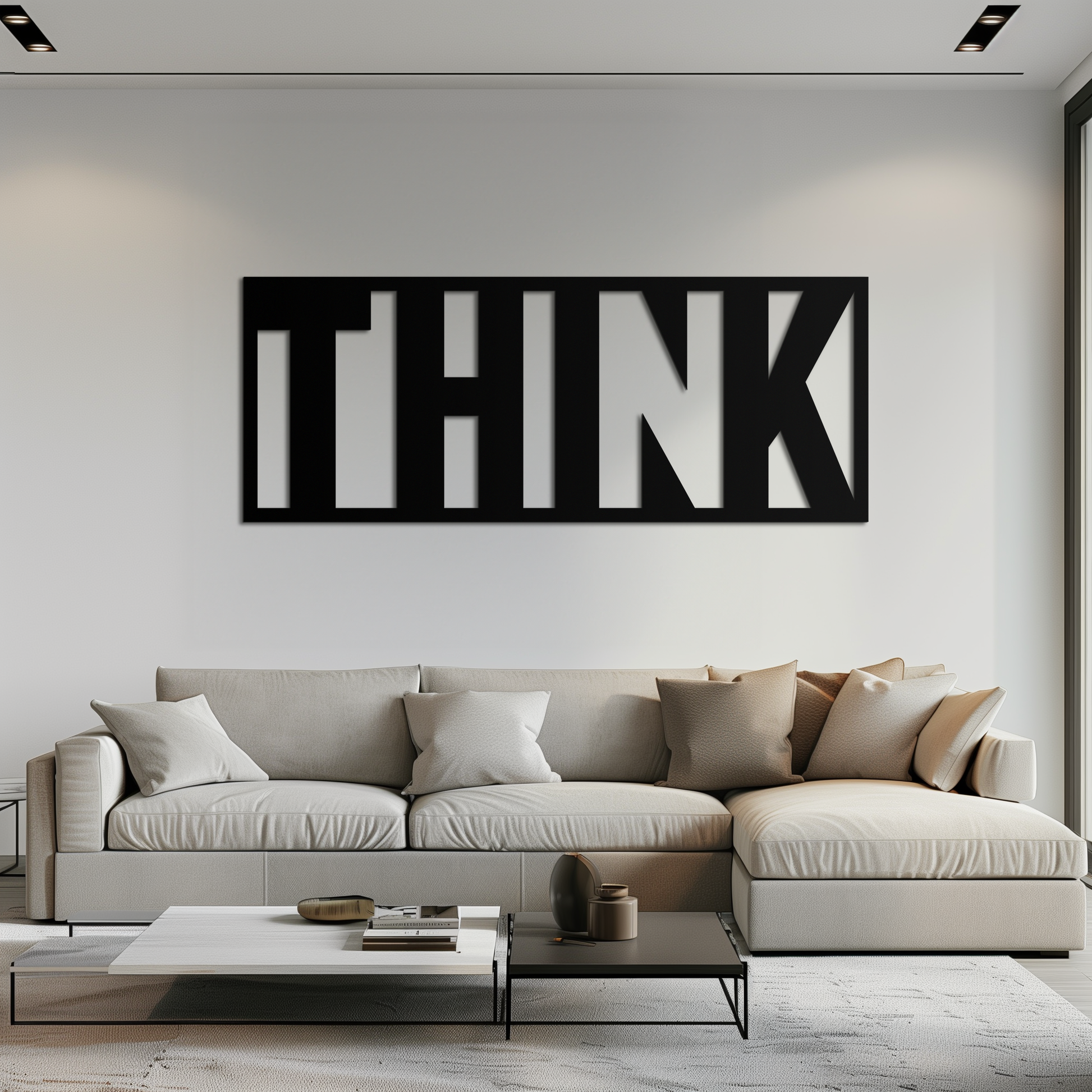 THINK" Metal Wall Art - Minimalist Inspirational Decor- KAF184 - Tampa Home & Garden Store
