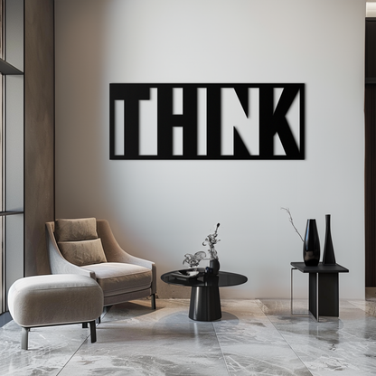 THINK" Metal Wall Art - Minimalist Inspirational Decor- KAF184 - Tampa Home & Garden Store