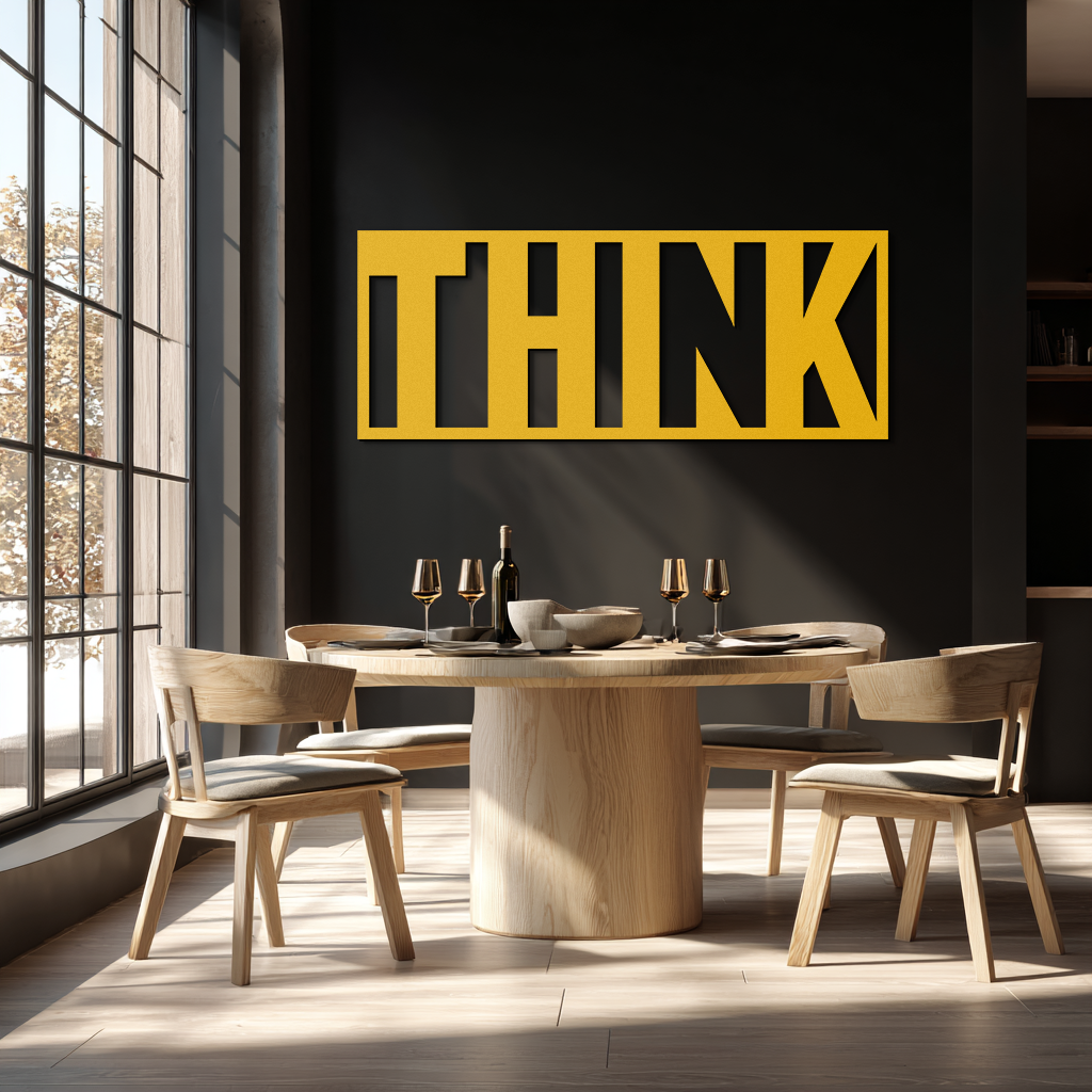 THINK" Metal Wall Art - Minimalist Inspirational Decor- KAF184 - Tampa Home & Garden Store