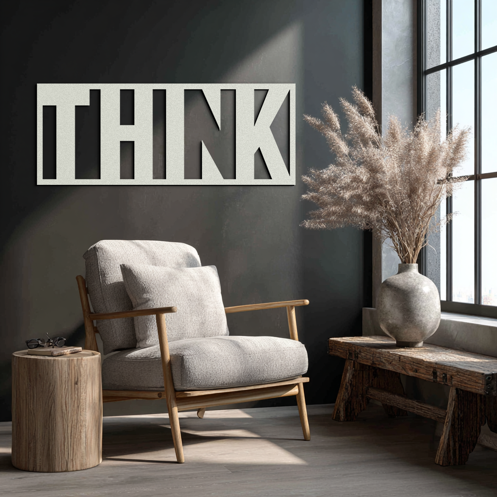 THINK" Metal Wall Art - Minimalist Inspirational Decor- KAF184 - Tampa Home & Garden Store