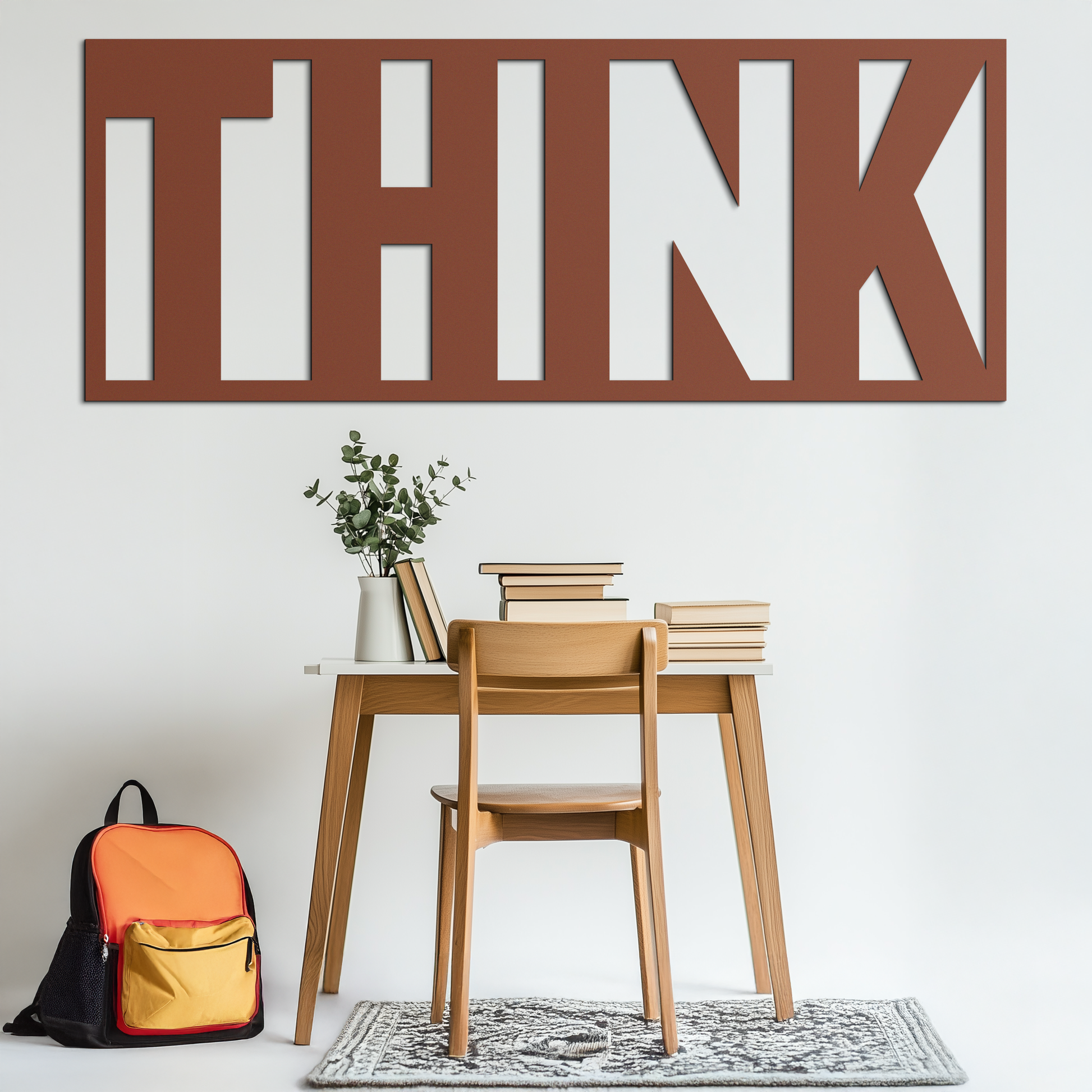 THINK" Metal Wall Art - Minimalist Inspirational Decor- KAF184 - Tampa Home & Garden Store