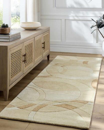 Theta Modern Wool Rug by Boutique Rugs in cream beige with abstract curved pattern on Tampa Home & Garden Store