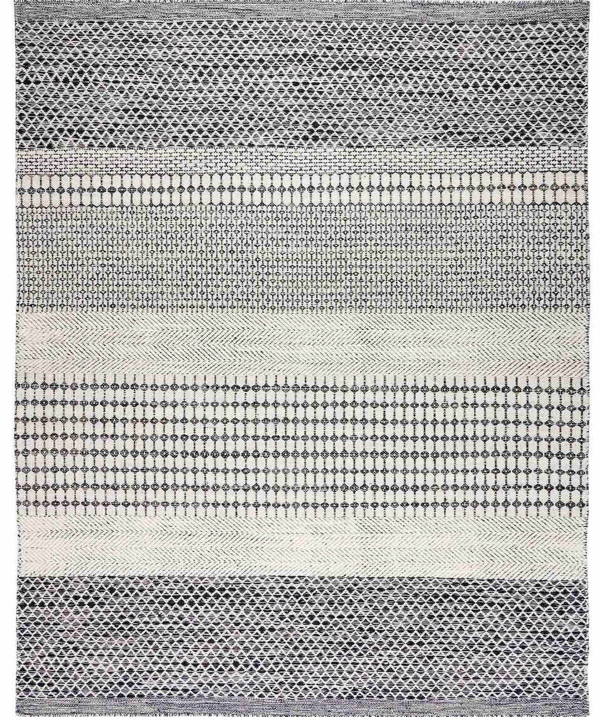 Tideswell Scandi Boho Wool Carpet rug in black, cream and ivory geometric pattern Boutique Rugs on Tampa Home & Garden Store
