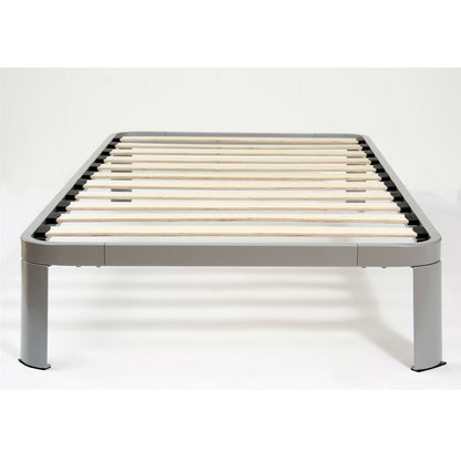 Base de cama de plataforma metálica Luna tamaño individual con listones de madera