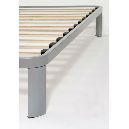 Base de cama de plataforma metálica Luna tamaño individual con listones de madera