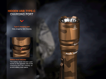 Fenix TK20R UE Tactical Flashlight brown camouflage with USB-C charging port Fenix Store on Tampa Home & Garden Store