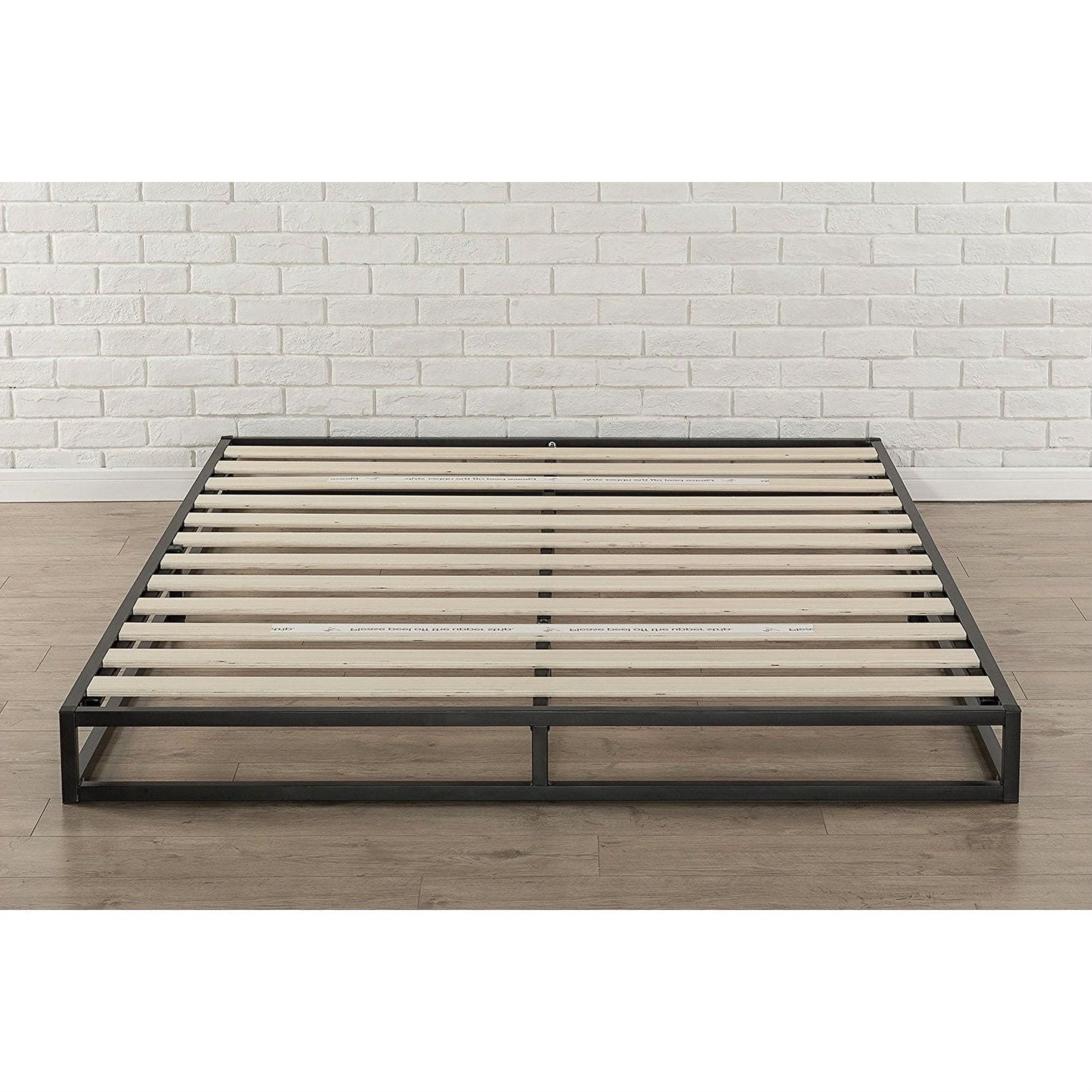 Base de cama plataforma baja doble de 6 pulgadas con sistema de soporte de colchón de láminas de madera moderno