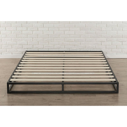 Base de cama plataforma baja doble de 6 pulgadas con sistema de soporte de colchón de láminas de madera moderno