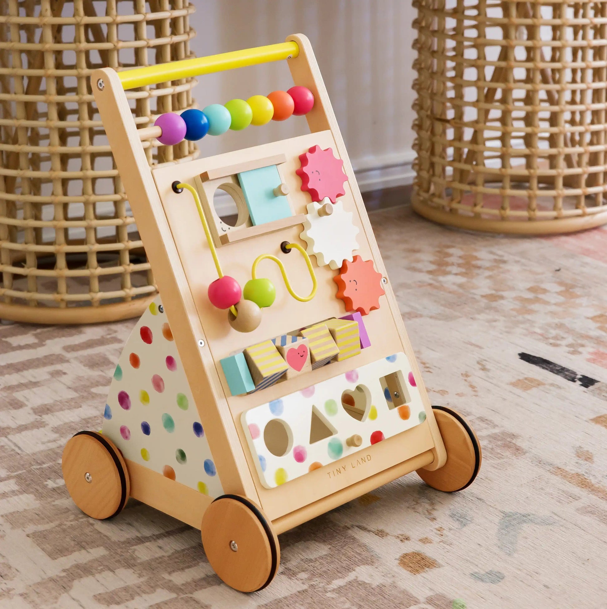 Tiny Land Premium Natural Wooden Baby Activity Walker with colorful bead maze by Tiny Land INC on Tampa Home & Garden Store