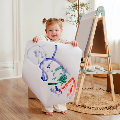 Tiny Land Pink Magnitales Easel and Paper Roll Set kids easel with colorful drawing on Tampa Home & Garden Store