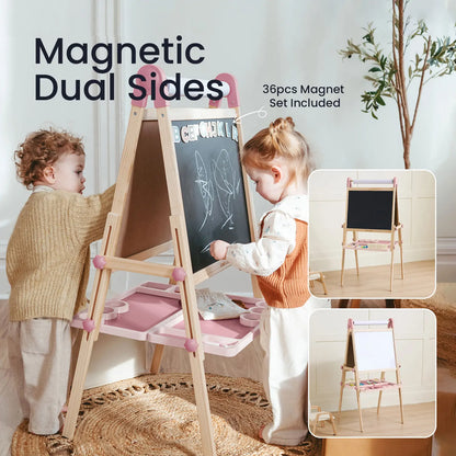 Tiny Land Pink Magnitales Easel with magnetic dual sides and paper roll tray 36 magnets included on Tampa Home & Garden Store