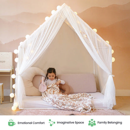 Tiny Land INC Kids Tent – Large white sheer canopy play house with star lights on Tampa Home & Garden Store