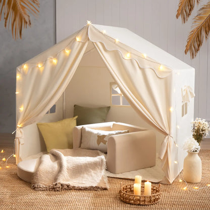 Tiny Land INC Kids Tent Large Cozy Play House with star light string, white fabric on Tampa Home & Garden Store