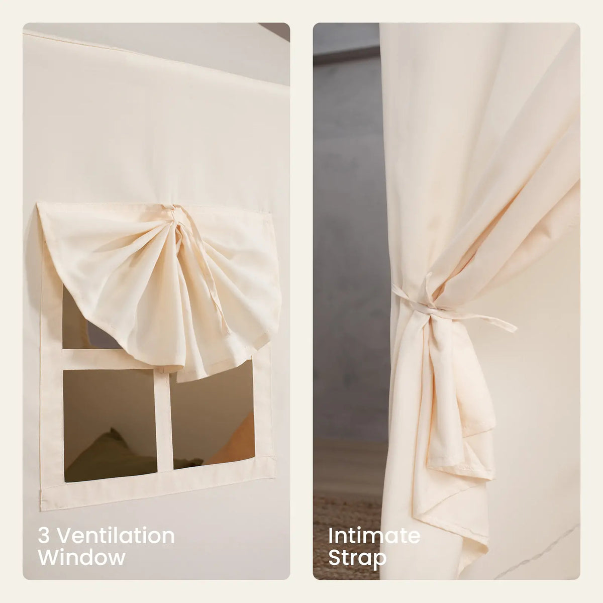 Tiny Land Kids Tent cream fabric with window panel and tie-back curtains by Tiny Land INC on Tampa Home & Garden Store