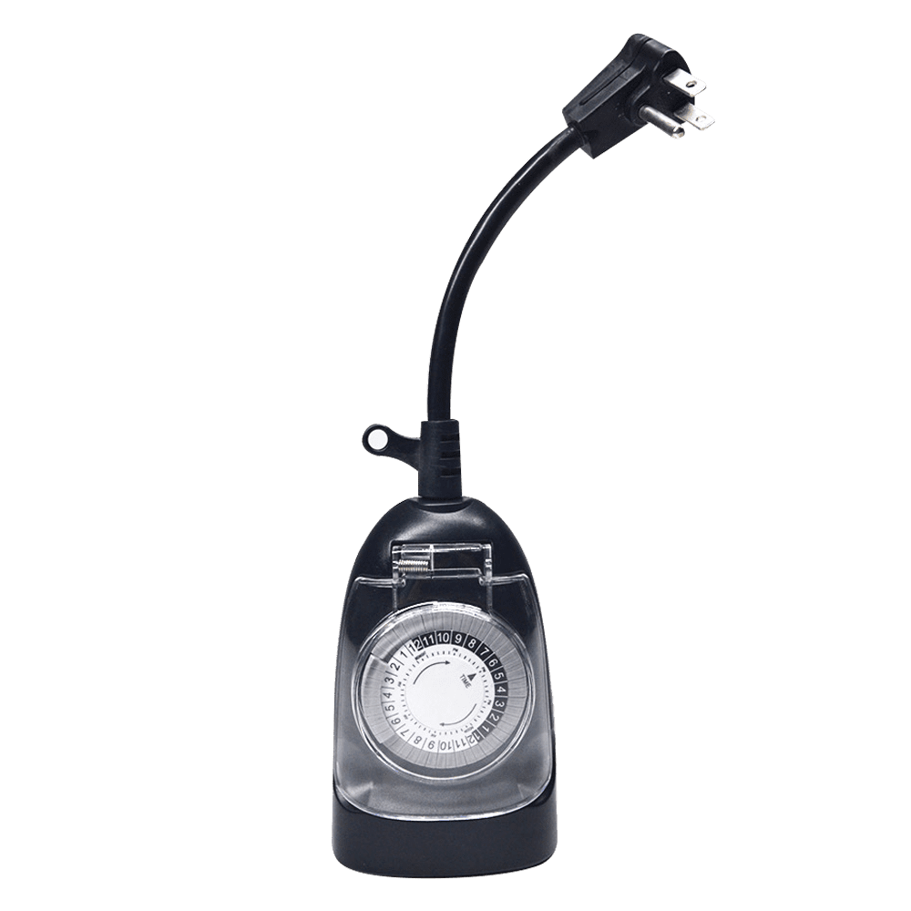 TM01 Temporizador enchufable para exteriores, resistente al agua IP65, reloj mecánico para luces de jardín, 24 horas