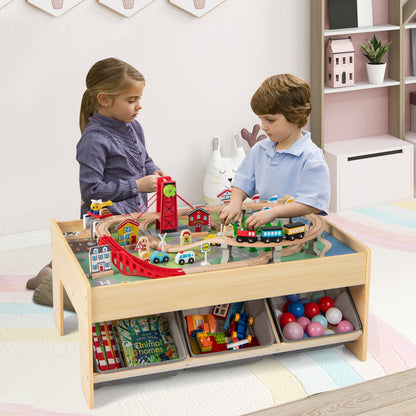 Wooden Train Table for Kids Red multipurpose play with colorful train set DirectDeals on Tampa Home & Garden Store