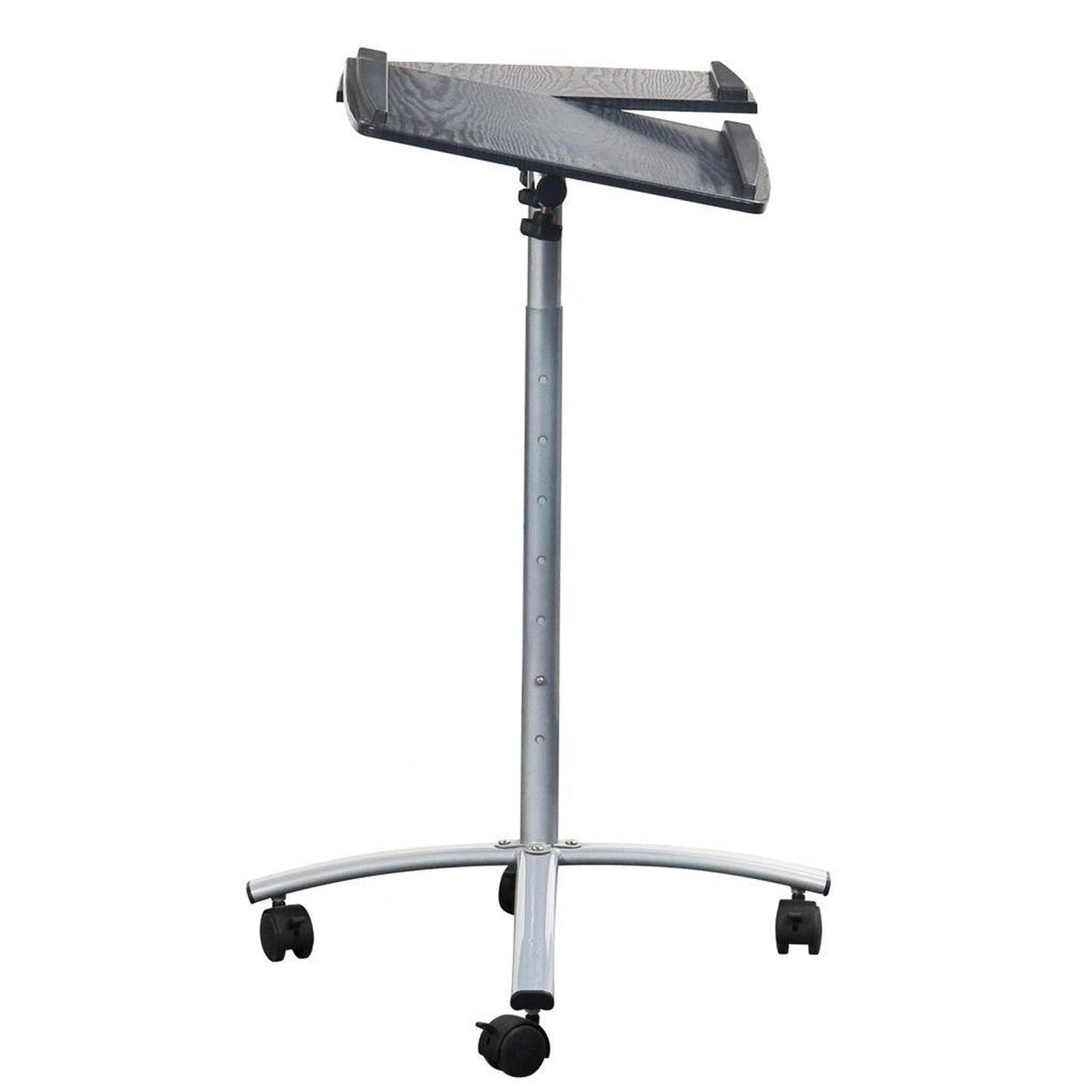 Carrito de escritorio ajustable para laptop en veta de madera grafito