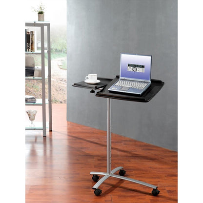 Carrito de escritorio ajustable para laptop en veta de madera grafito