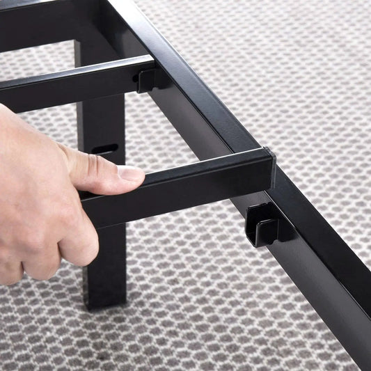 Twin Size Black Metal Platform Bed Frame by HomePacific with powder-coated steel rails on Tampa Home & Garden Store