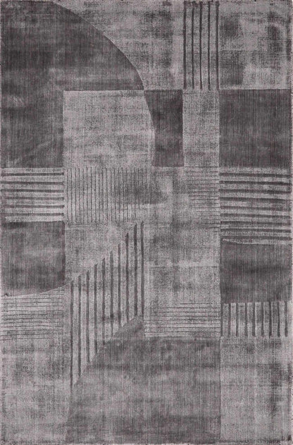 Tjode hand loomed area rug by Boutique Rugs, gray abstract geometric pattern on Tampa Home & Garden Store