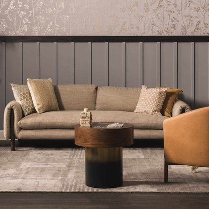 Tjode Hand Loomed Area Rug in neutral beige by Boutique Rugs in a living room on Tampa Home & Garden Store