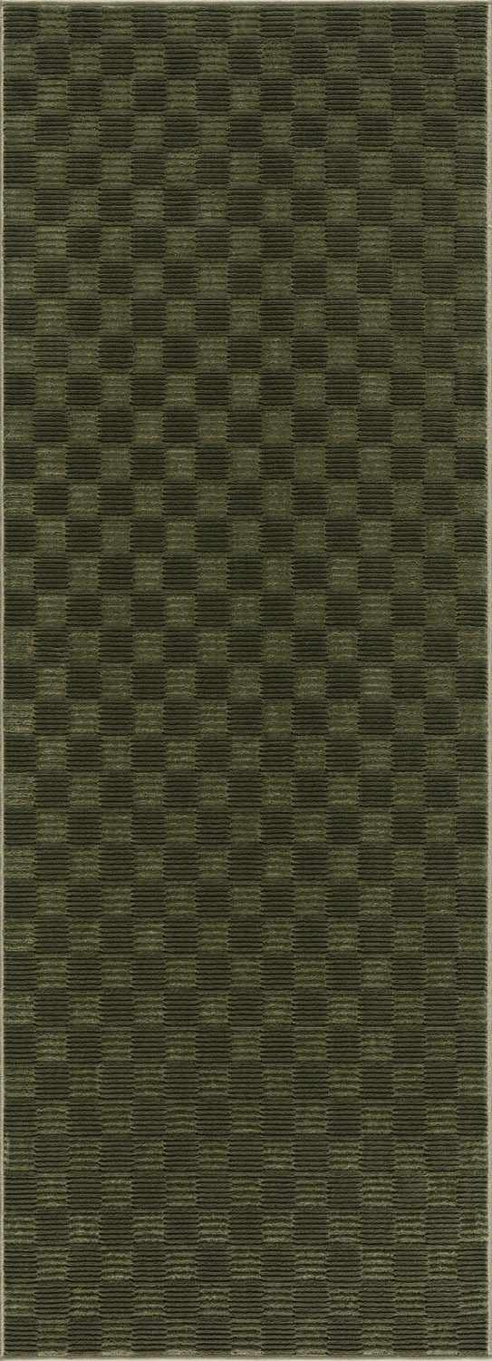 Truls 3D Checkered Washable Rug - Green, dark green checkered texture on Tampa Home & Garden Store
