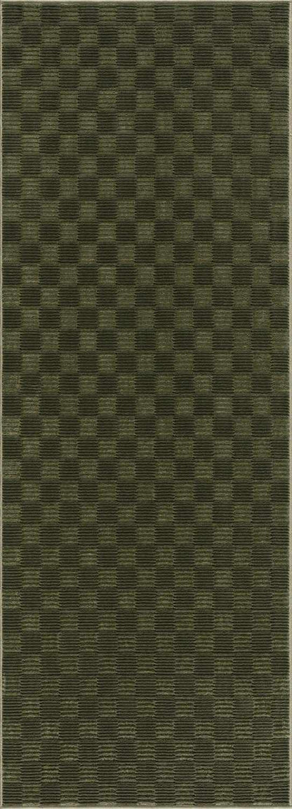 Truls 3D Checkered Washable Rug - Green, dark green checkered texture on Tampa Home & Garden Store