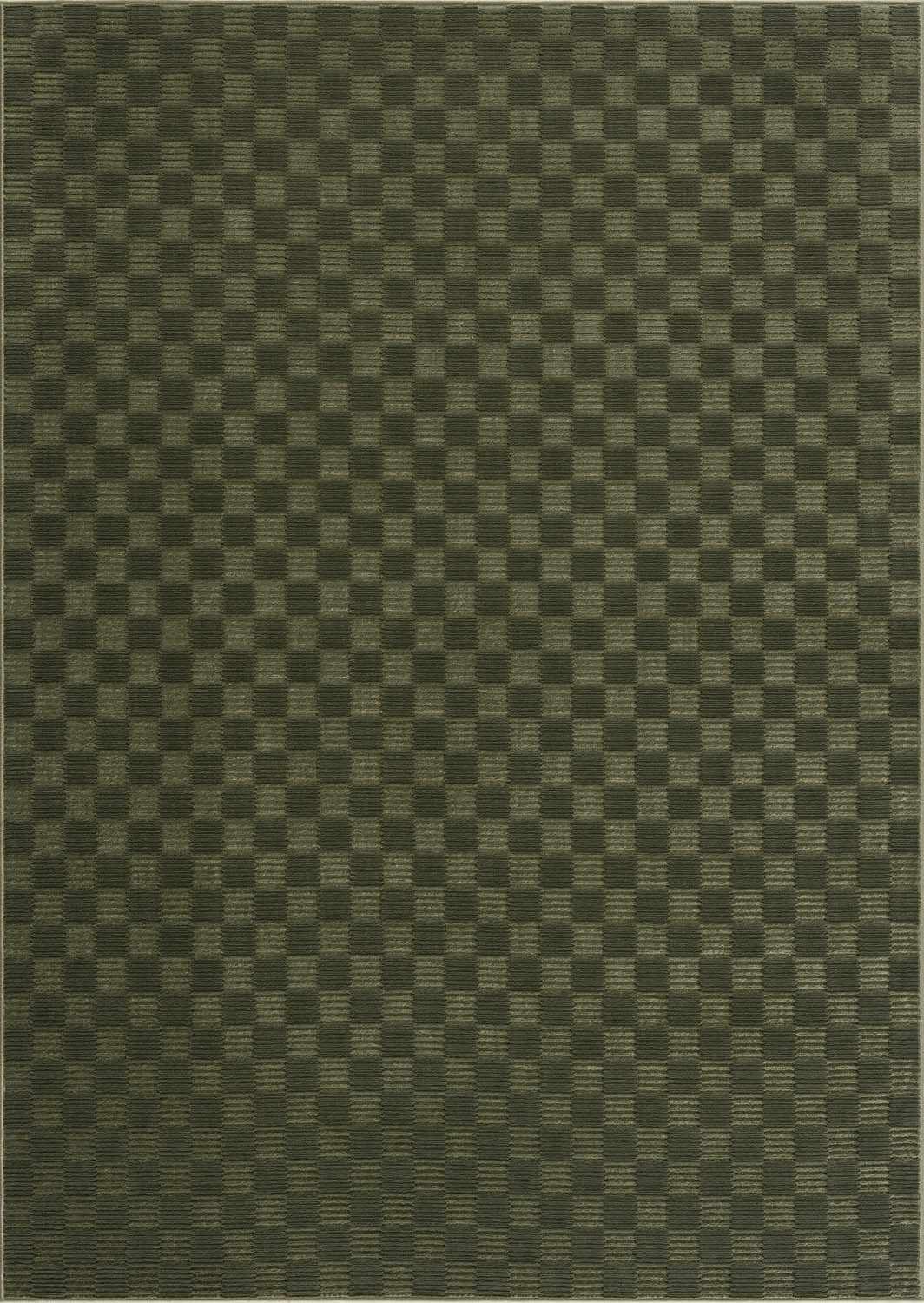 Truls 3D Checkered Washable Rug in green with olive and dark-green checkered pattern on Tampa Home & Garden Store