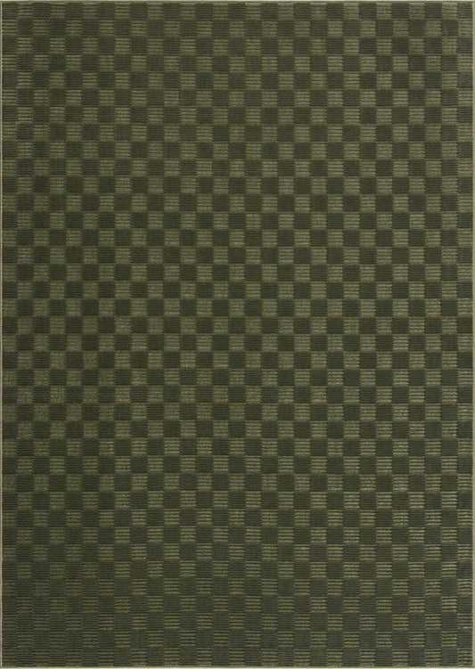 Truls 3D Checkered Washable Rug in green with olive and dark-green checkered pattern on Tampa Home & Garden Store