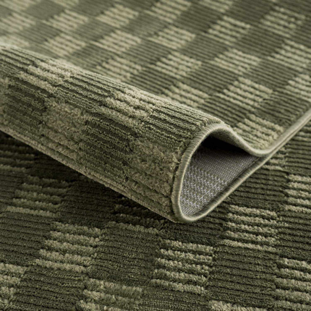 Truls 3D Checkered Washable Rug in green with textured pile on Tampa Home & Garden Store