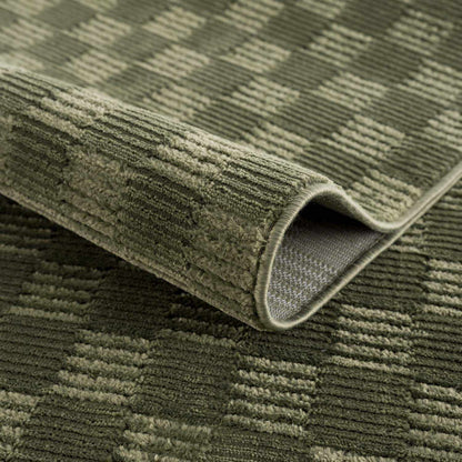 Truls 3D Checkered Washable Rug in green with textured pile on Tampa Home & Garden Store