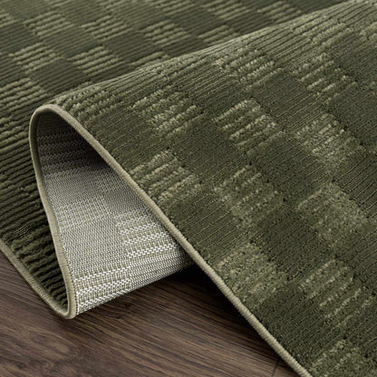 Truls 3D Checkered Washable Rug - Green by Boutique Rugs, textured green checkered pattern on Tampa Home & Garden Store