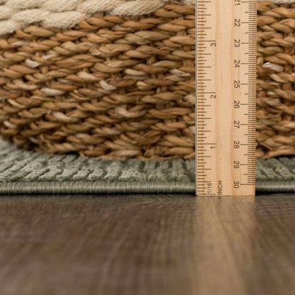 Truls 3D Checkered Washable Rug Green woven pile Rug with ruler for scale on Tampa Store on Tampa Home & Garden Store