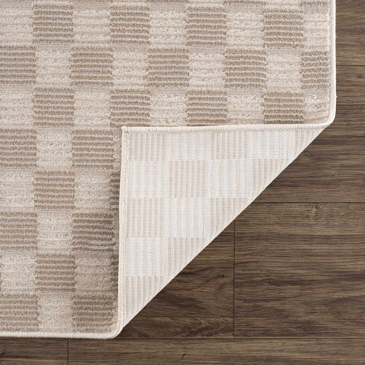 Truls 3D Checkered Washable Rug Biscotti beige checkered pattern by Boutique Rugs on Tampa Home & Garden Store