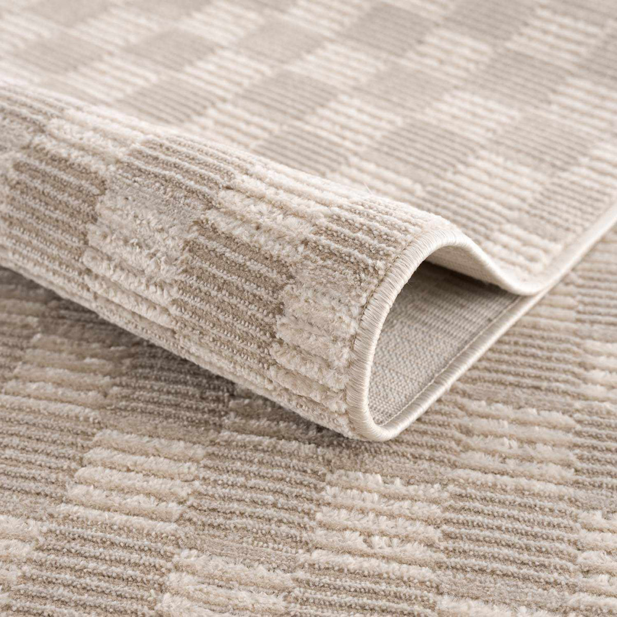 Truls 3D Checkered Washable Rug - Biscotti, beige textured pile by Boutique Rugs on Tampa Home & Garden Store